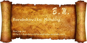 Bendekovits Mihály névjegykártya